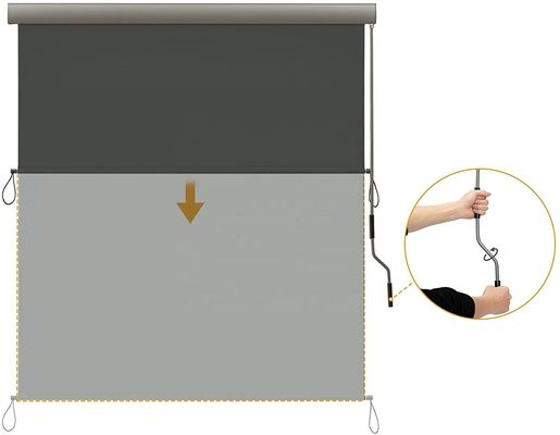 Защита от солнца и неприкосновенности частной жизни Расширяемый наружный роликовый жалюзи с механизмом ручной коленки